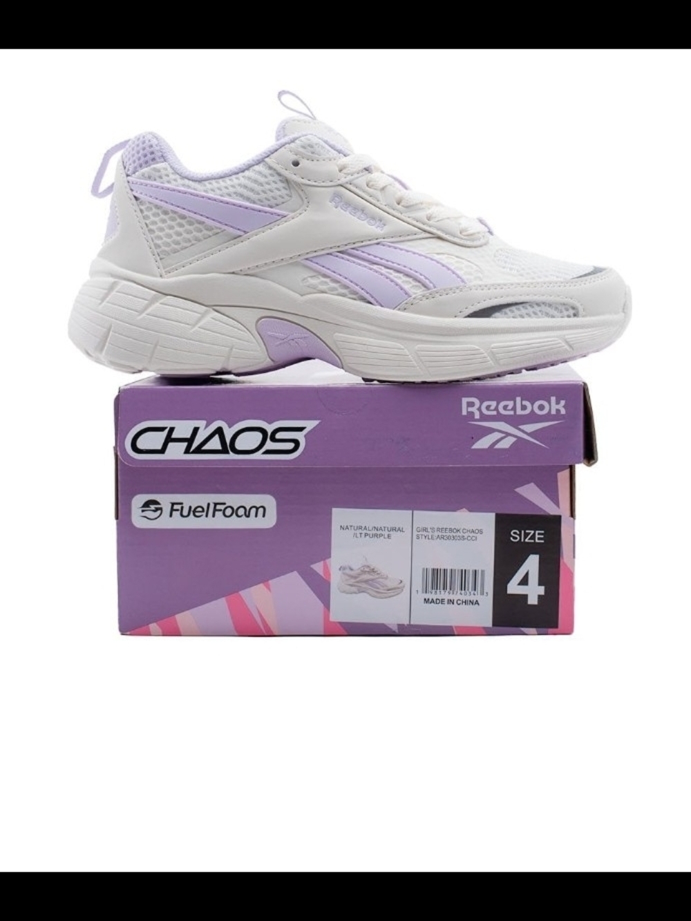 Reebok Girls  White & Light Purple FuelFoam Sneakers